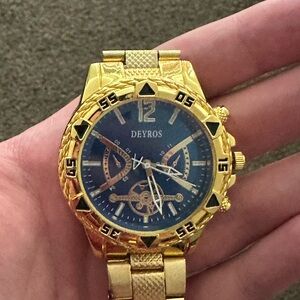 Gold and Blue Men's Watch